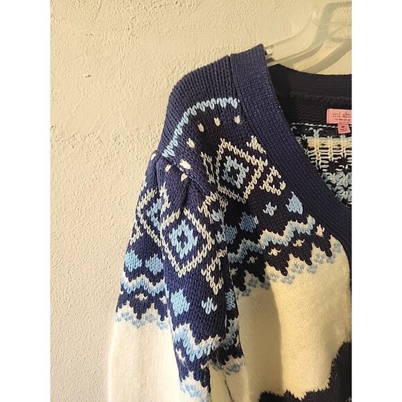 Mi Ami by Francesca's Fair Isle Oversized Pocket Cardigan Sweater Geometric M - Picture 4 of 5